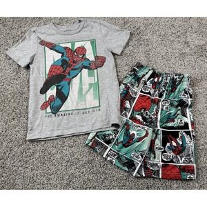 Marvel The Amazing Spiderman Boys Set T-shirt All Over Comic Athletic‎ Shorts 7